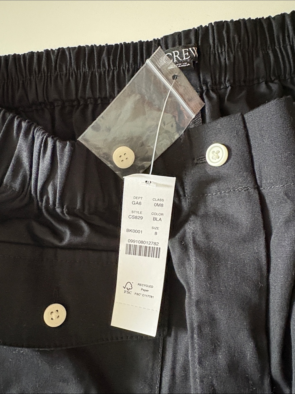 J. Crew Boxer shorts in cotton poplin black womens NWT